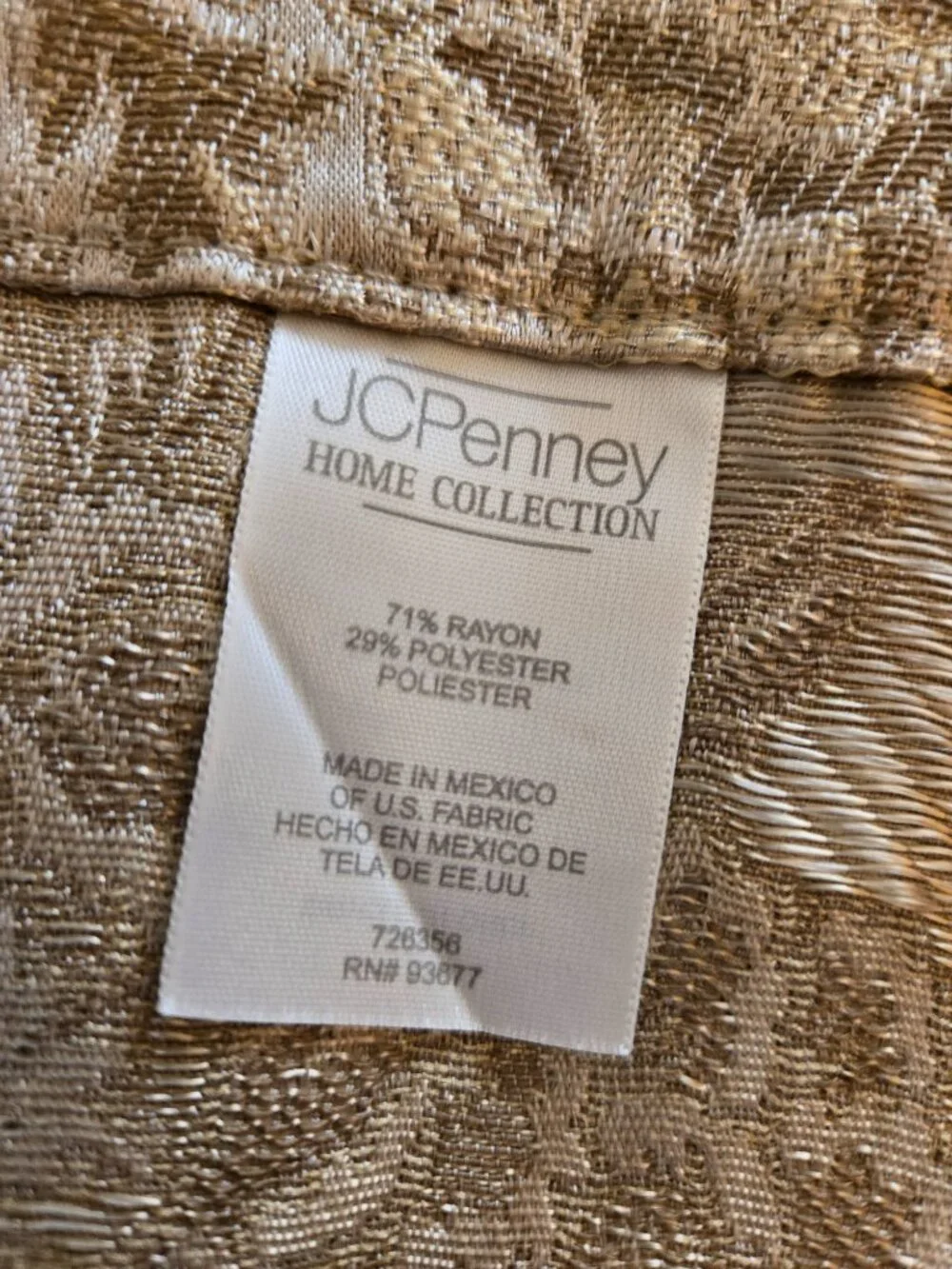 JC Penny Home Valance Vintage Scarf Valance 39x23 Jaquard pattern Gold/Taupe